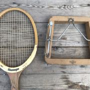 Slagenzer wood and leather vintage old tennis racket