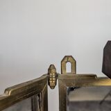 Nickel-plated bronze triptych mirror from the early 20th century.