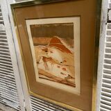 Ancienne lithographie nicole tercinet levin « composition « + cadre doré