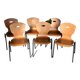 Set de 6 chaises bois thermoformé et métal