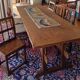 Refectory table in solid oak and 6 chairs, 17th–18th century