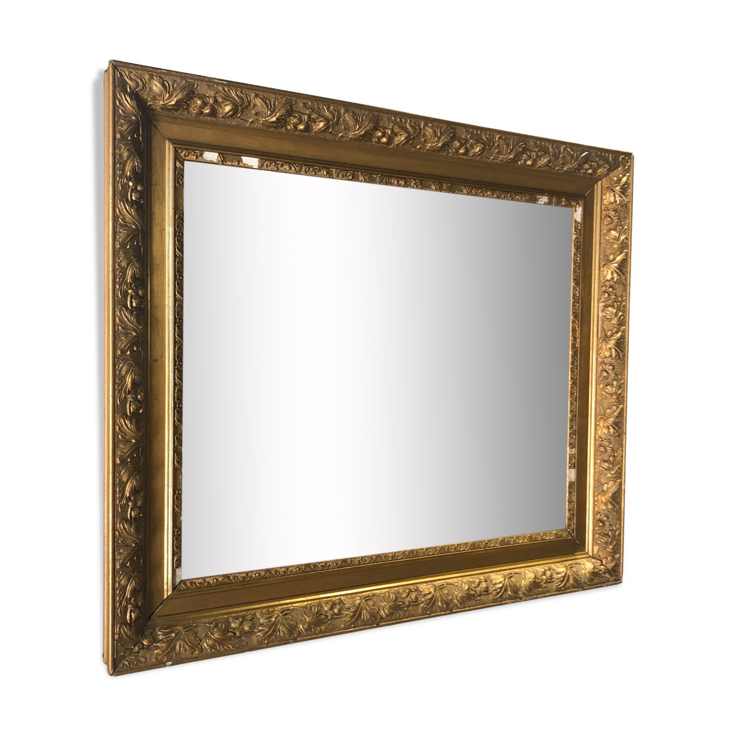 Old mirror wood and stucco 55cm X 73 cm