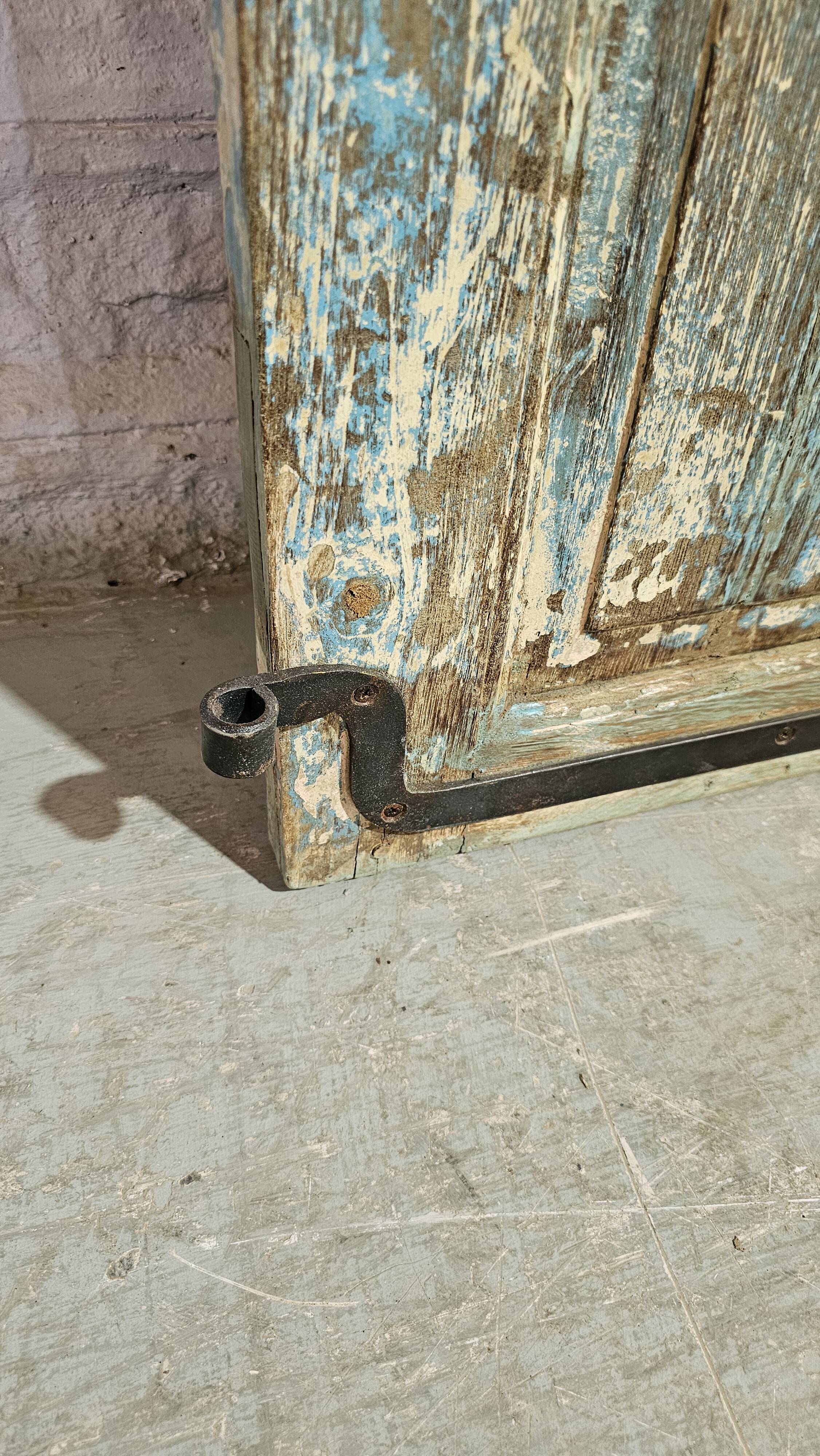 Ancienne porte de patio en teck birman et forge