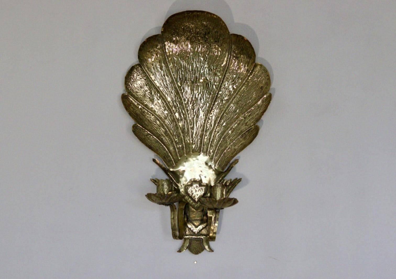 Swedish brass wall sconce from the mid-century for two candles.