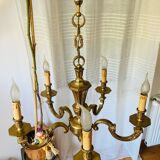 Louis XVI chandelier, 20th century, in solid gilded bronze