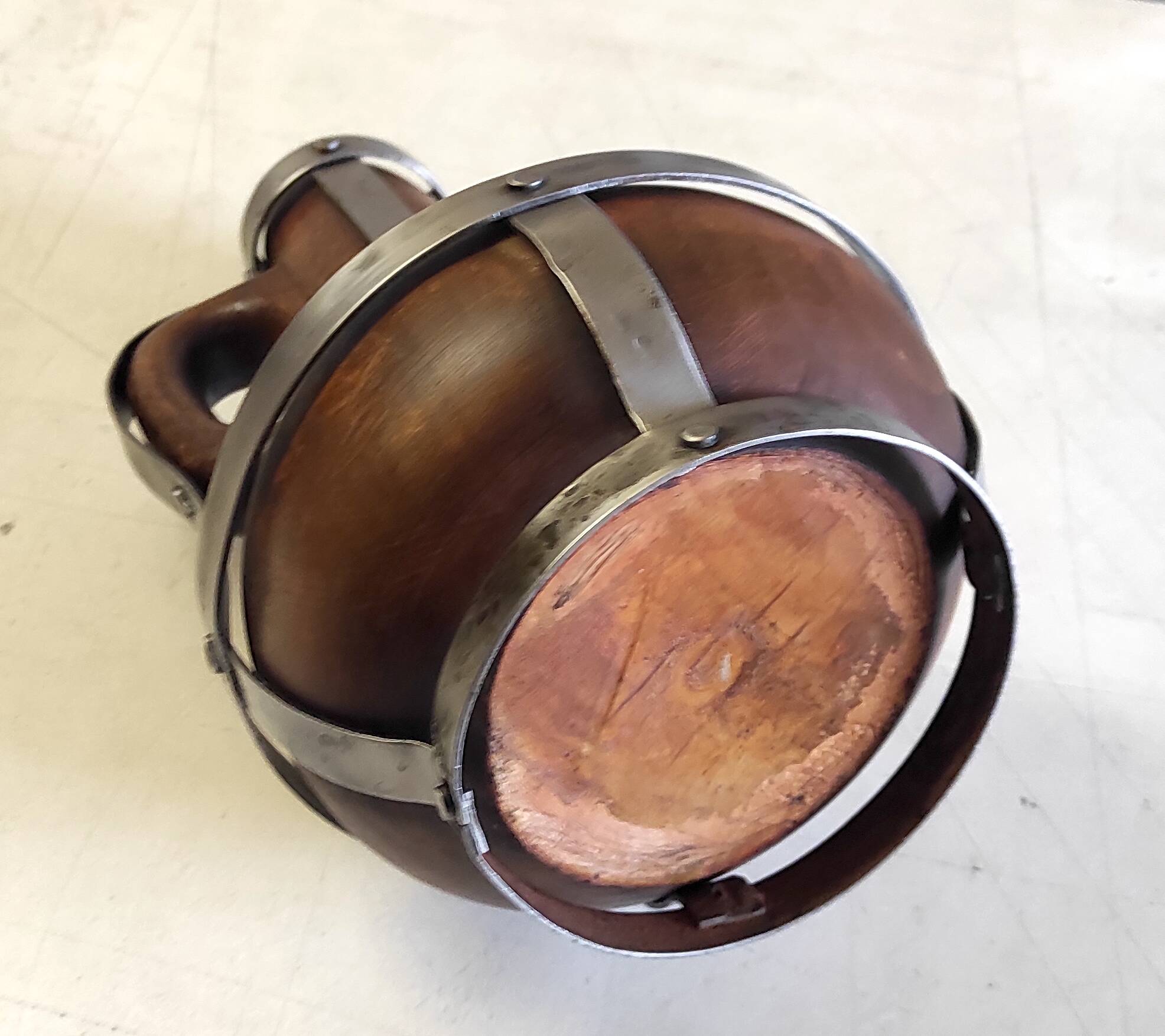 Vase / jug in solid wood and metal - mid 20th century