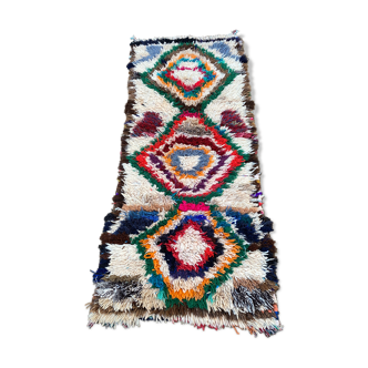 Azilal vintage wool and handmade cotton rug 85x195 cm
