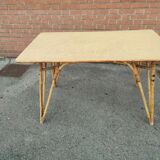 Vintage bamboo wicker rattan table