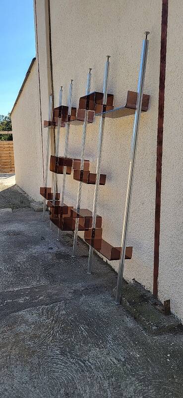 Vintage modular library shelf 6 legs and 14 shelves