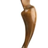 Pair of Large Vintage Teak Sculptures, 1950s