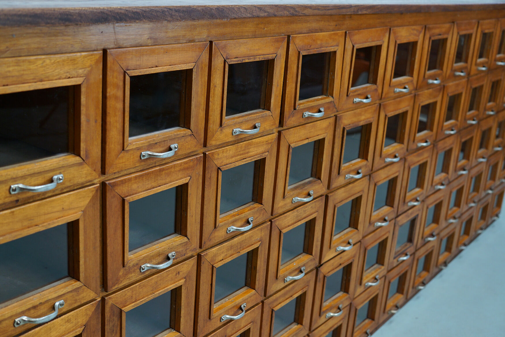 Vintage Dutch Oak Haberdashery Shop Cabinet / Vitrine, 1950s