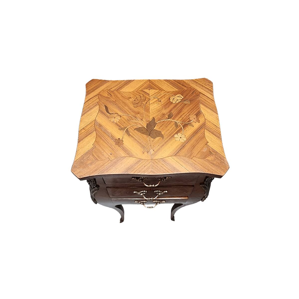 Table de chevet de style Louis XV avec 3 tiroirs, années 1960/70.