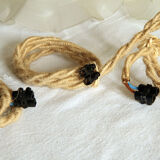 Set of 3 hangings lamp tulips in art nouveau glass paste