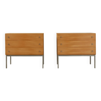 2 tables de chevet avec tiroirs, années 1960