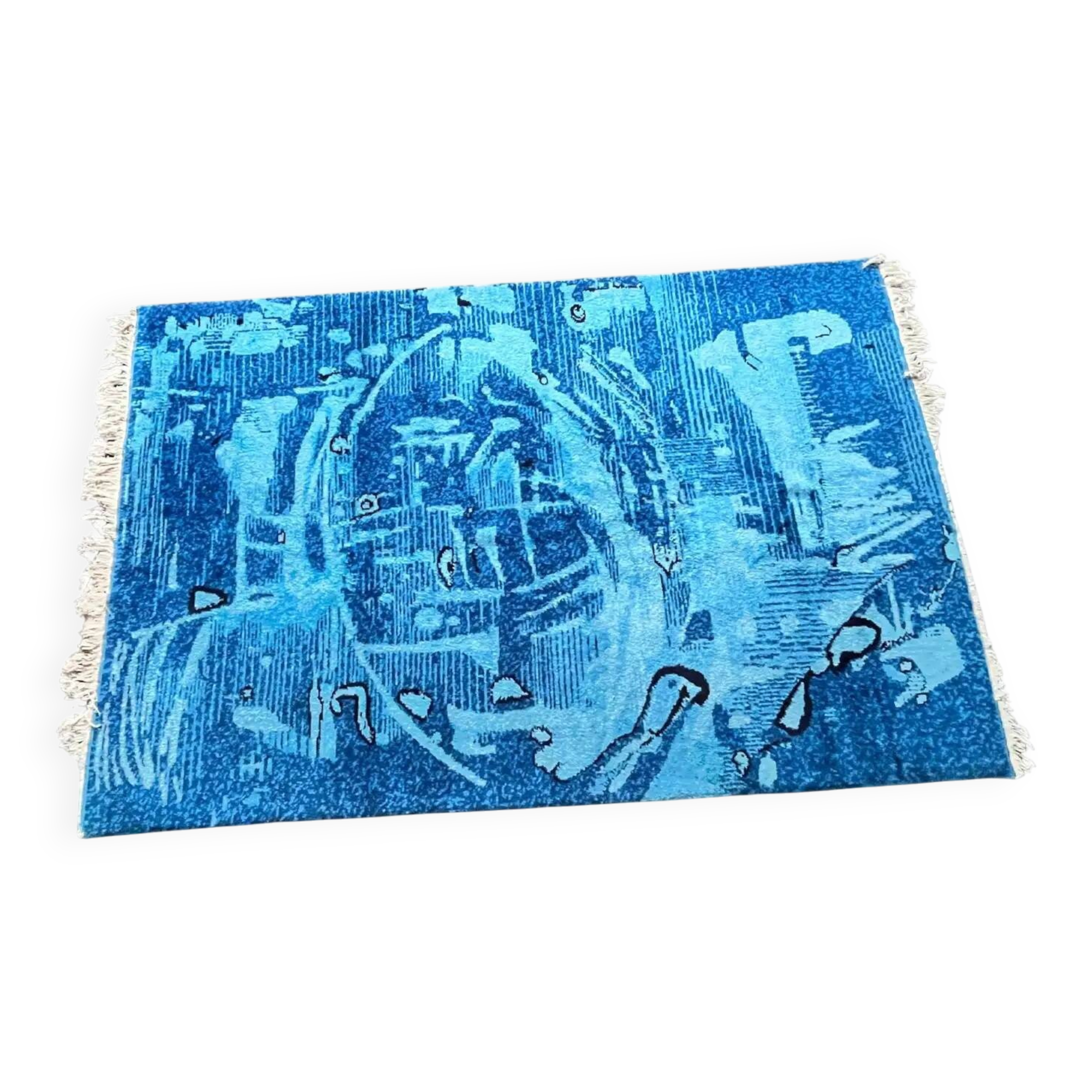 Extraordinary handmade art abstract design wool carpet in style of Kybal, 1960s