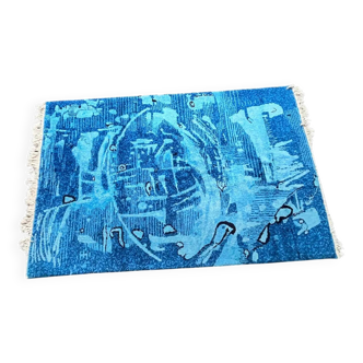 Extraordinary handmade art abstract design wool carpet in style of Kybal, 1960s