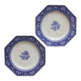 2 semi-deep octagonal plates English ironstone "Chrysanthemum" Minton