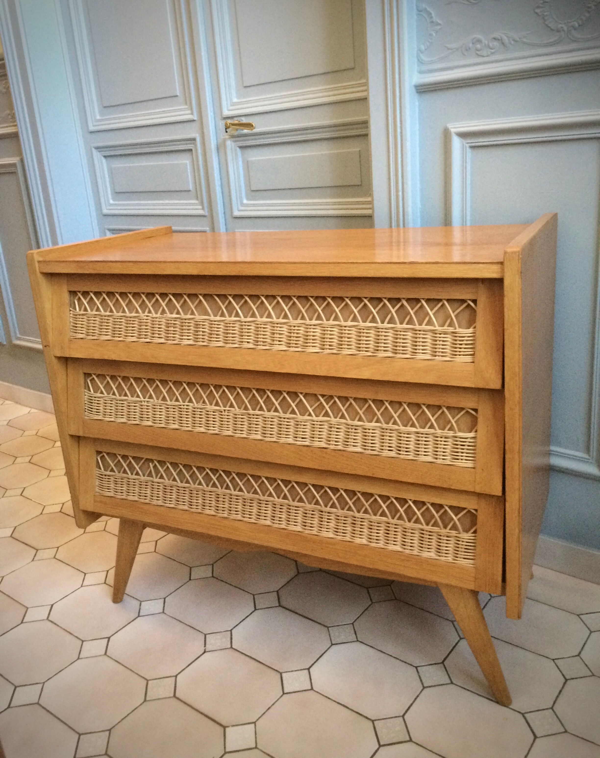 Vintage rattan dresser
