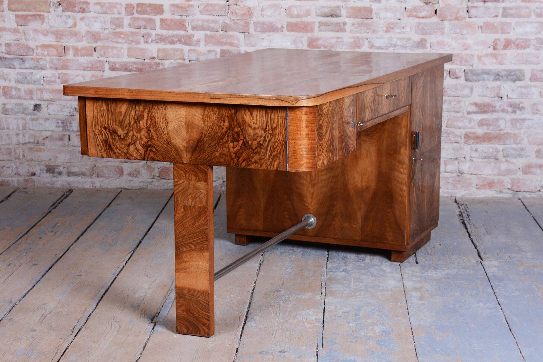 Art Deco Walnut Writing Desk from Up Závody, Czech, 1930s