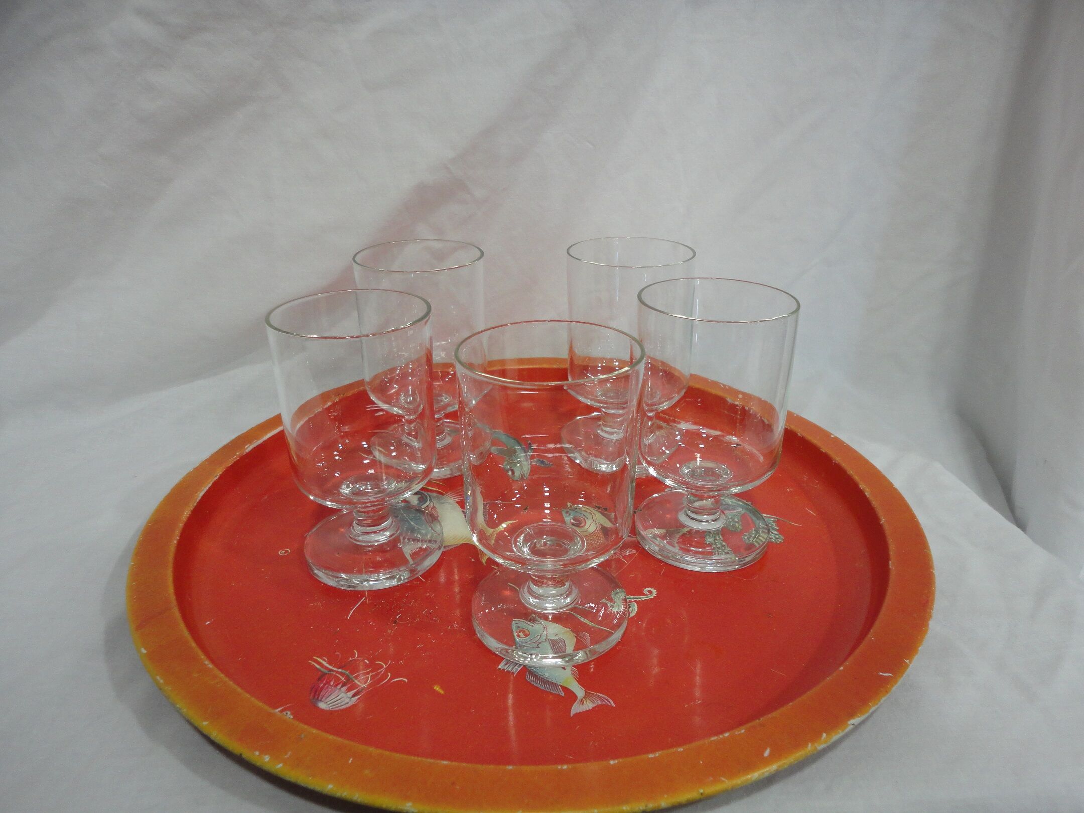 8 glass set transparent 70 years