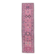 Vintage Pink Geometric Turkish Hand-Knotted Runner 80x337