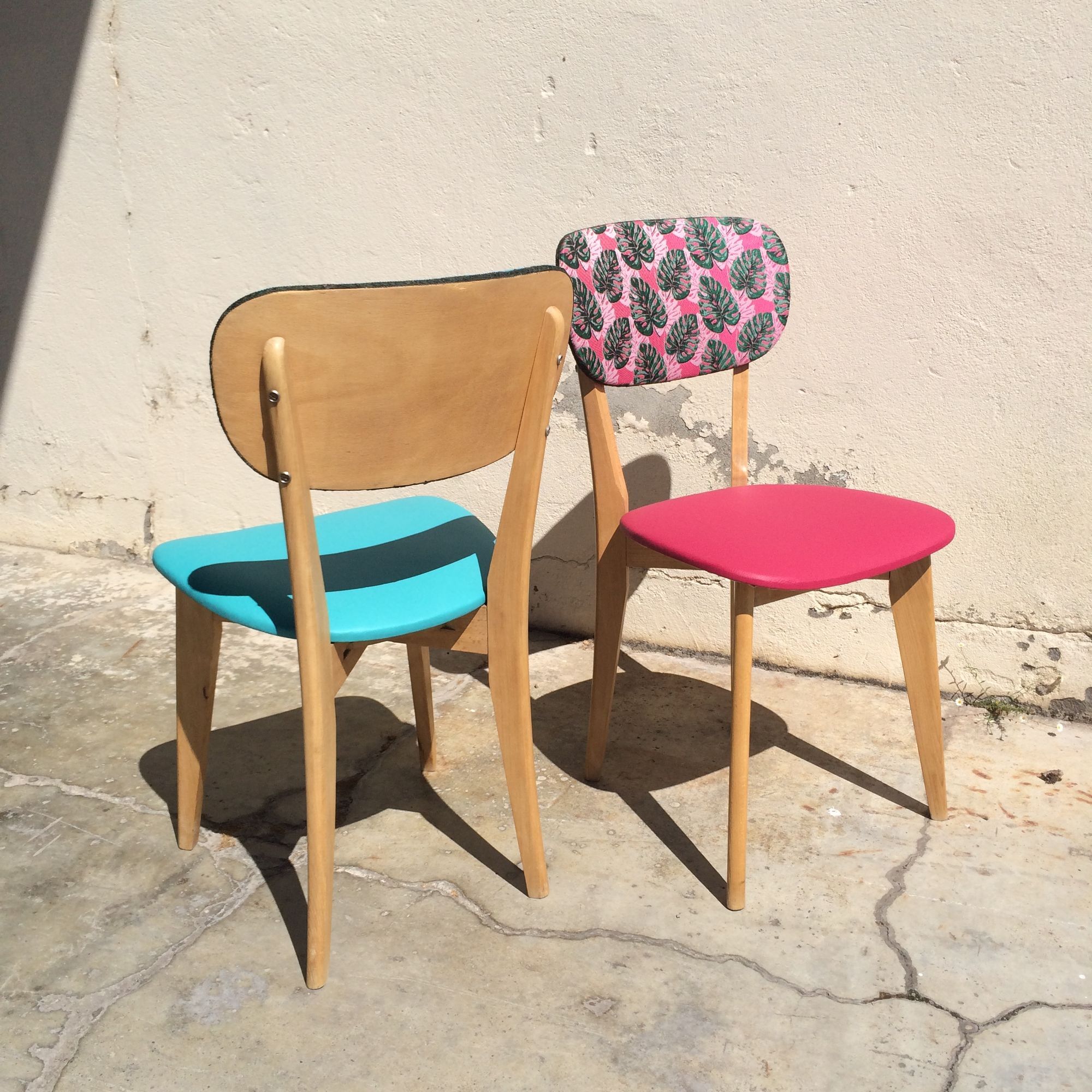 Pair of vintage chairs in solid beech