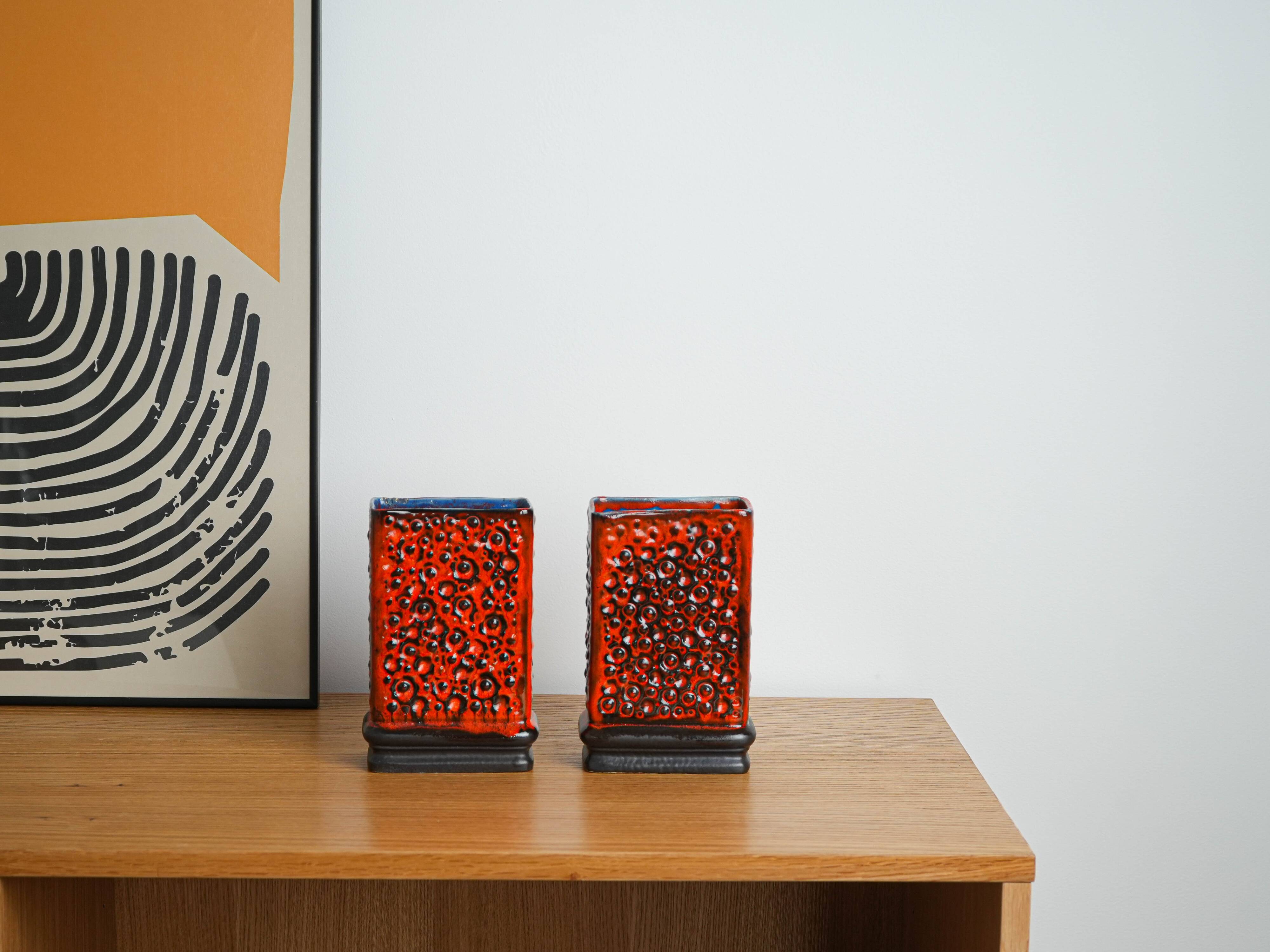Red vase, Fat Lava, German design, 1960s, made in West Germany
