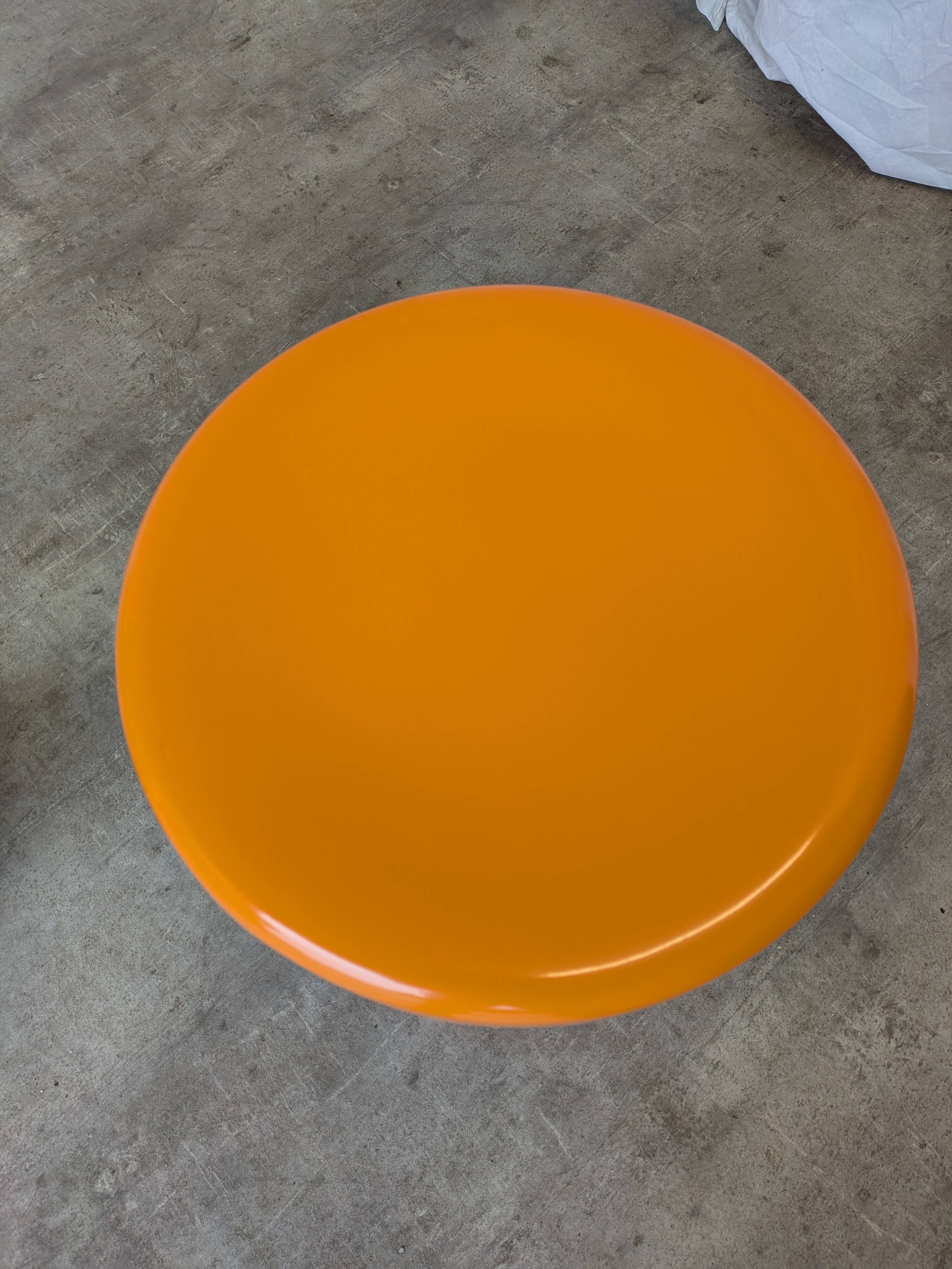 Orange Vintage Mushroom Stool “Jurček” by Meblo, 1960s – Space Age Retro