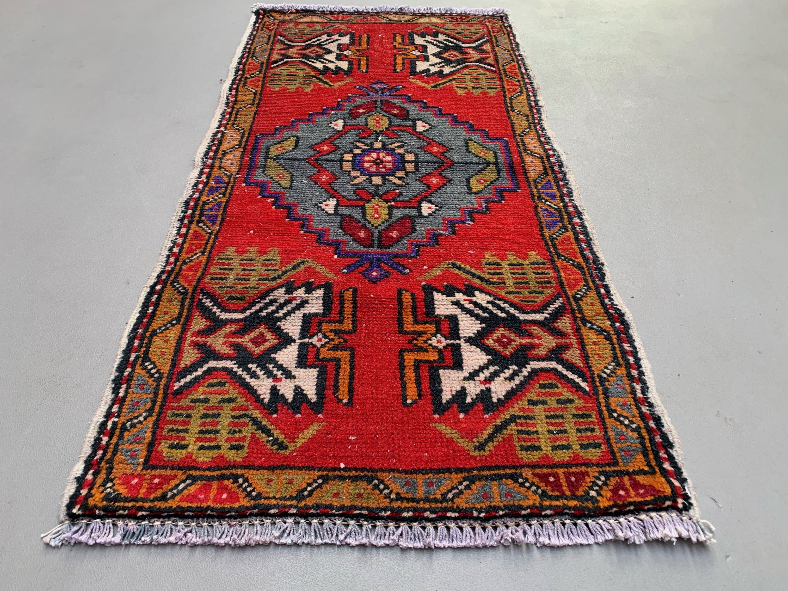 Small Vintage Turkish Rug 103x51 cm, Short Runner, Tribal, Shabby Chic