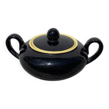 Sucrier bonbonnière céramique noir et jaune villeroy et boch Biarritz