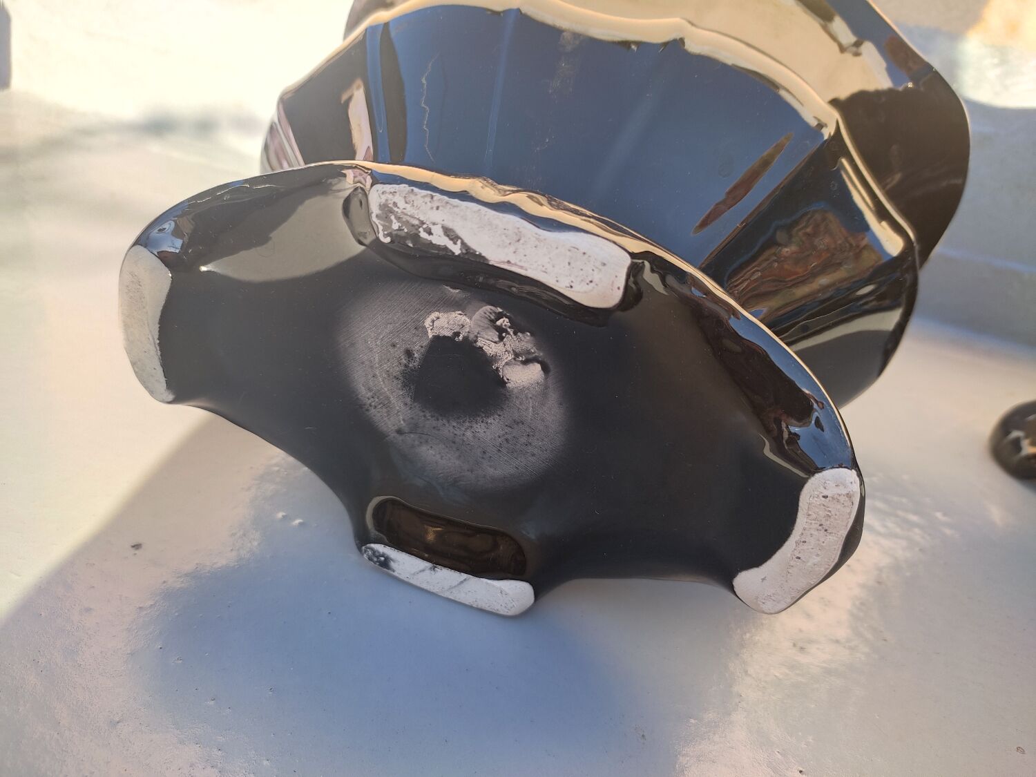 Pair of black earthenware planters