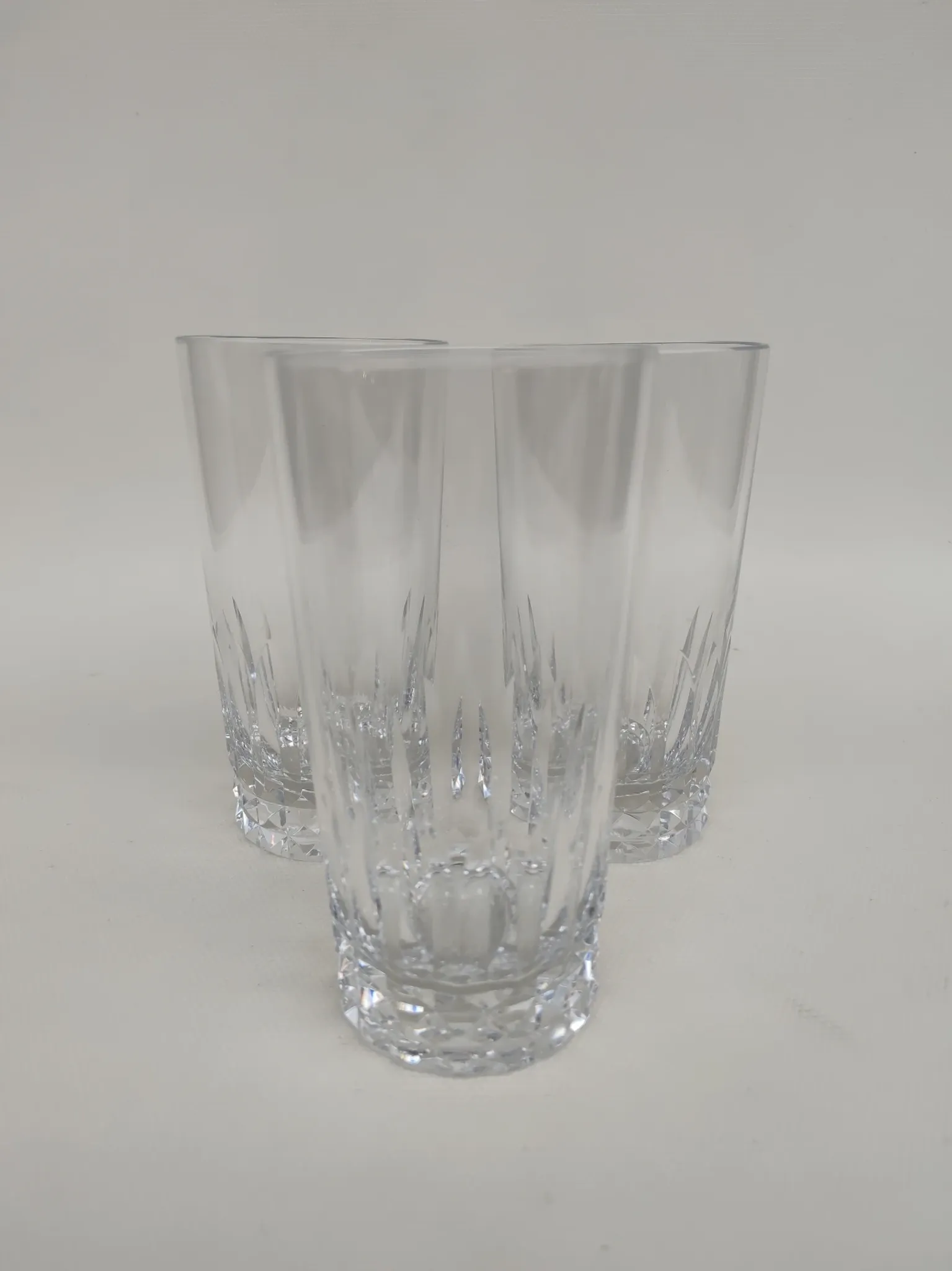 3 large long drink glasses in Baccarat crystal, Piccadilly model.