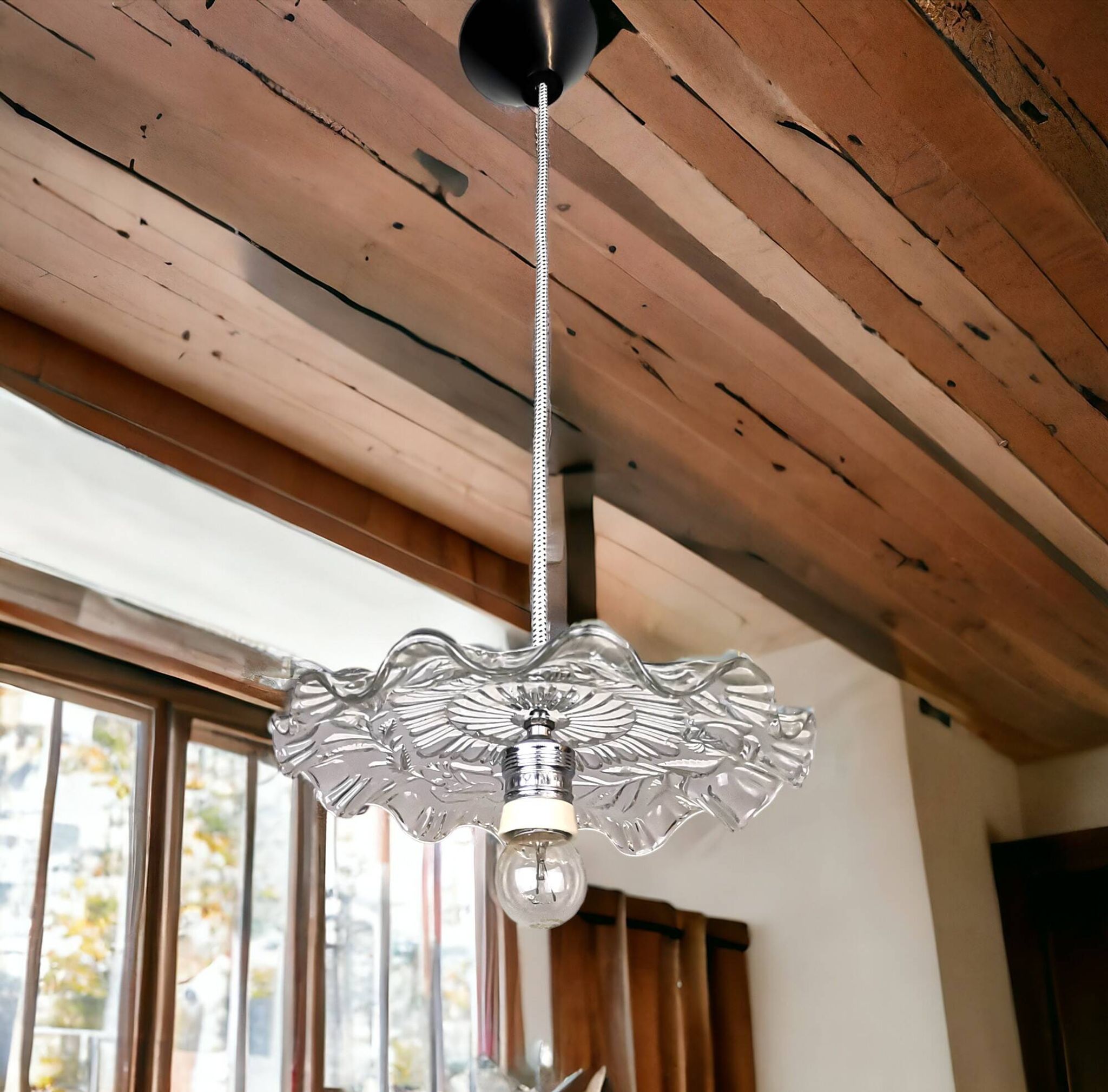 Lampe suspendue de cuisine en verre transparent Farmhouse