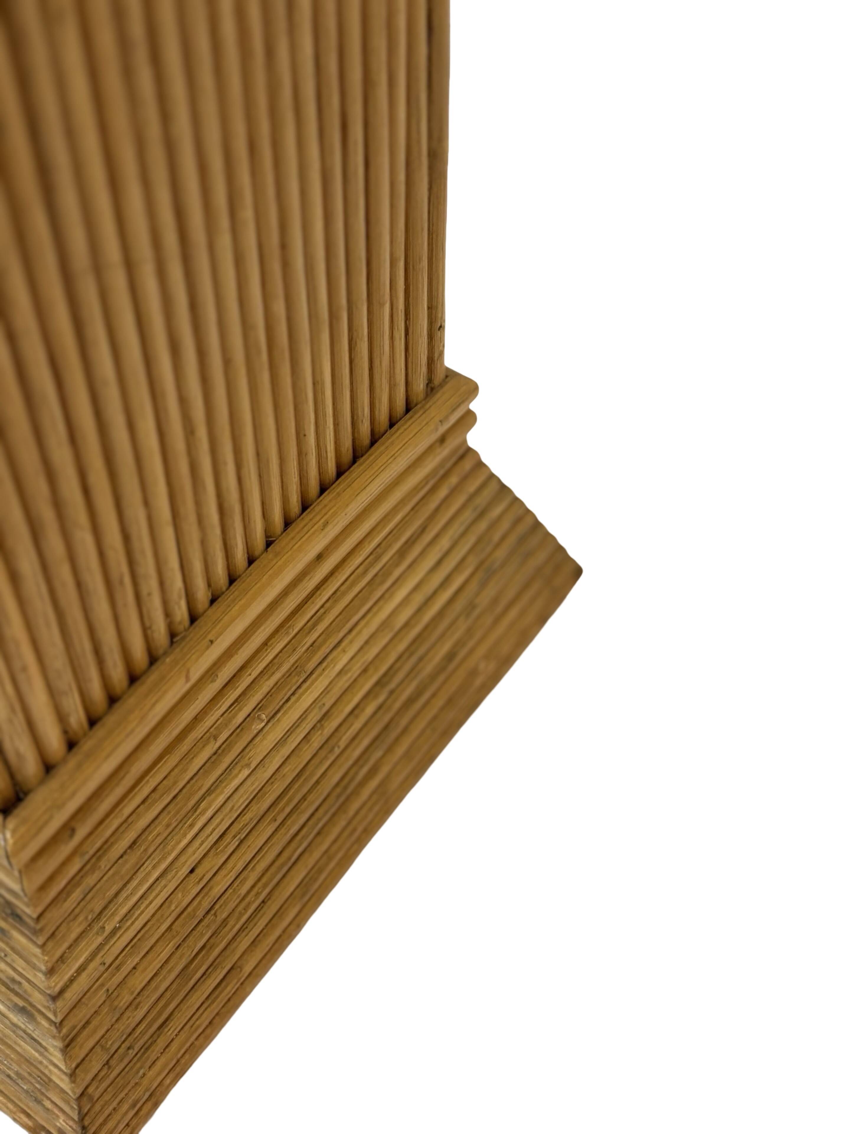 Vintage Rattan Column Planter Bamboo Bohemian Pillar '70s Rattan Mcguire