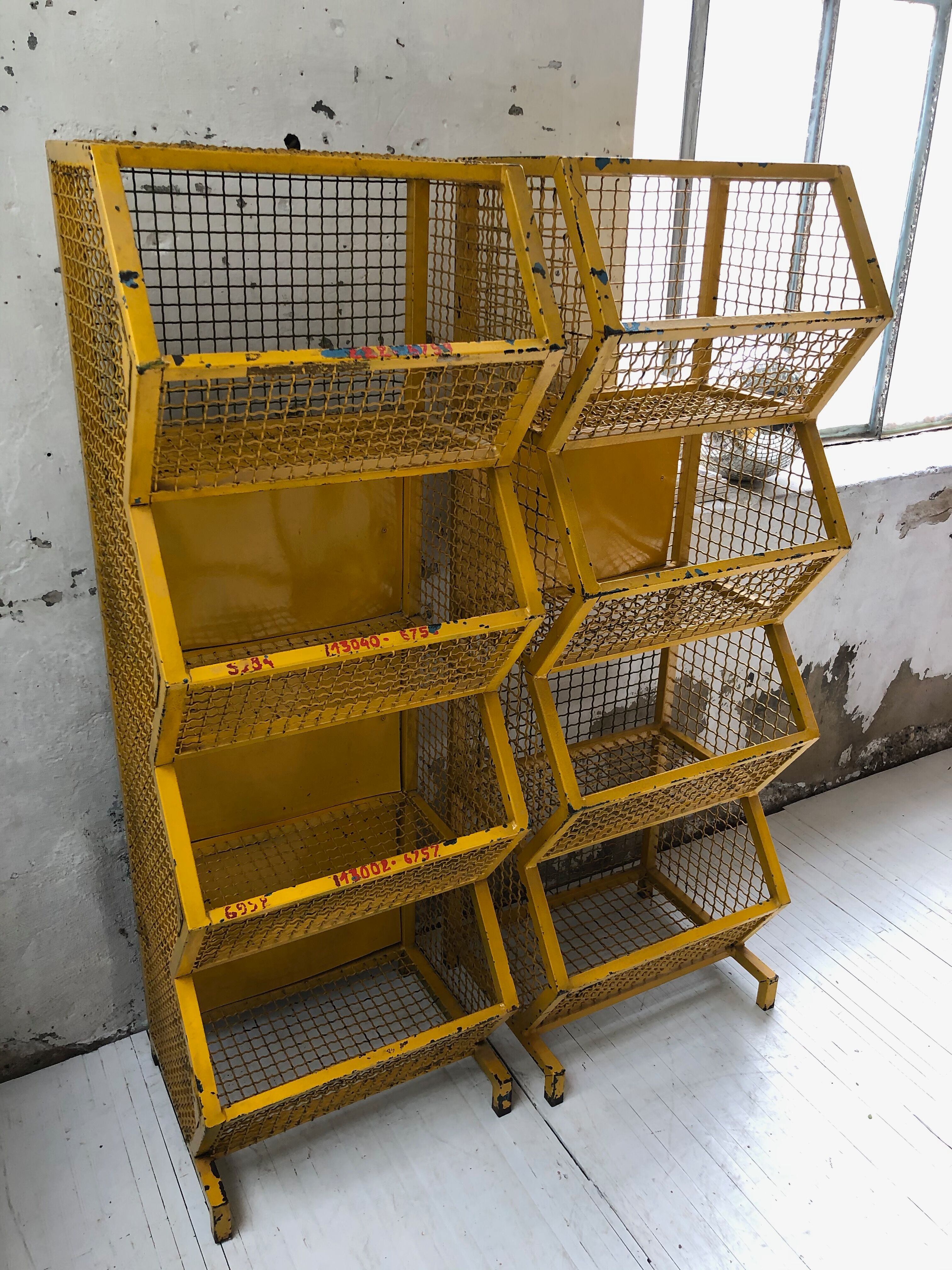 Industrial storage shelves yellow