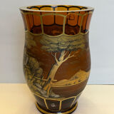 Vase en verre peint
