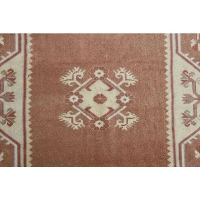 1970s Vintage Turkish Oushak Handmade Wool Cotton Brown Area Rug 166x242