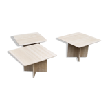 Set of 3 travertine trundle coffee tables from the 70s