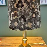 Lampe laiton et velours 1970