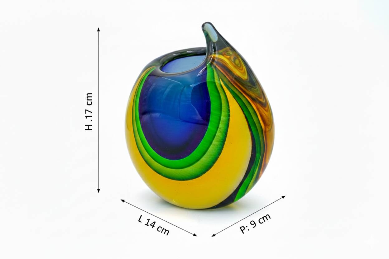 Masterpiece Murano – Vase "Sommerso" par Luigi Onesto – Signé & Étiqueté