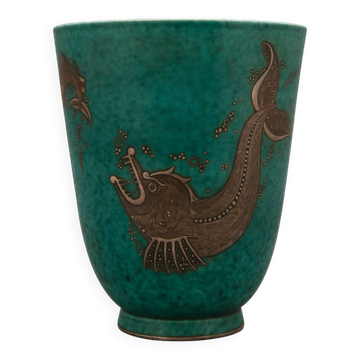 Wilhelm kage 'argenta' ceramic vase for gustavsberg sweden 1940s marked