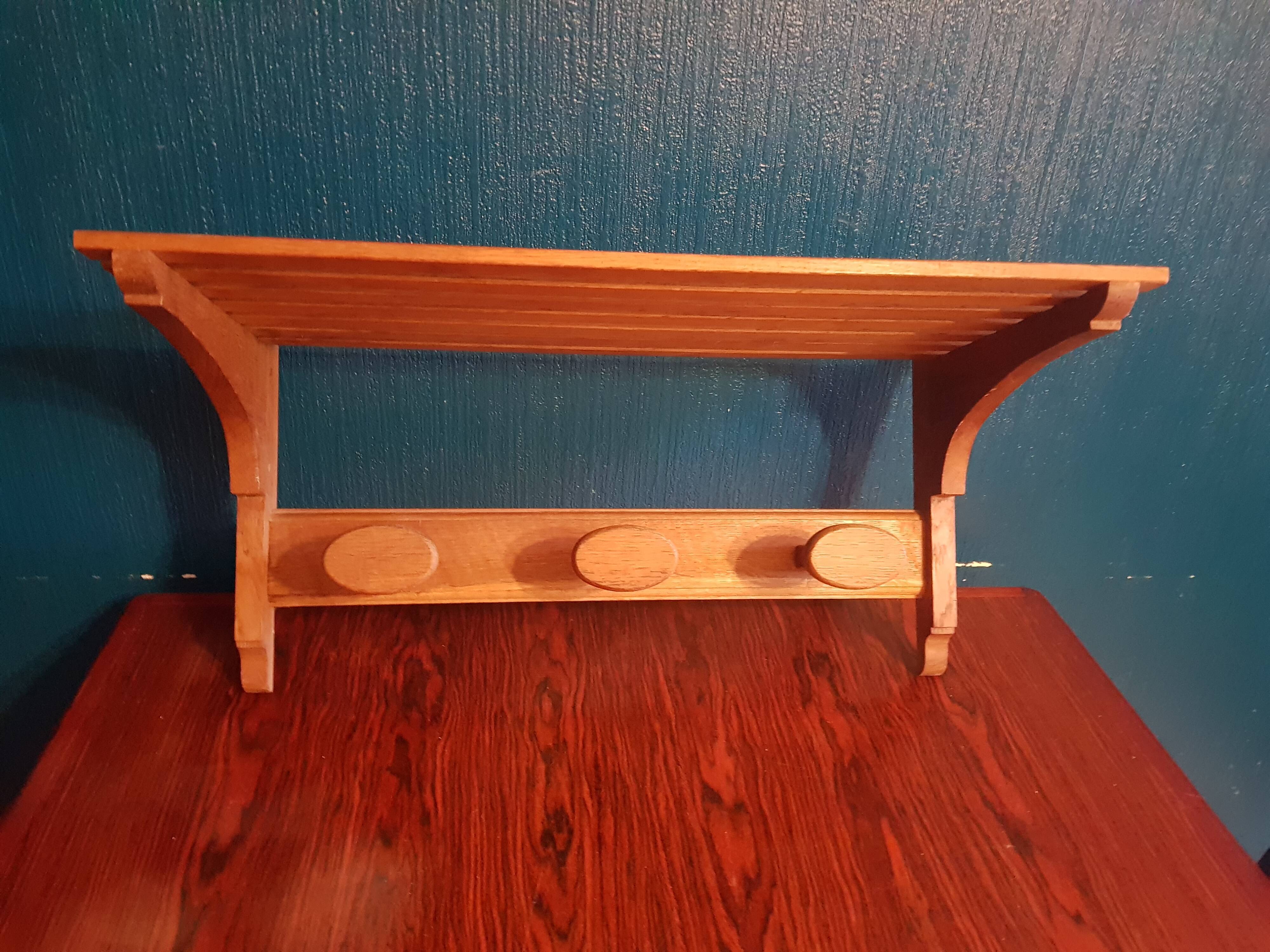 Coat rack with vintage wooden hat holder