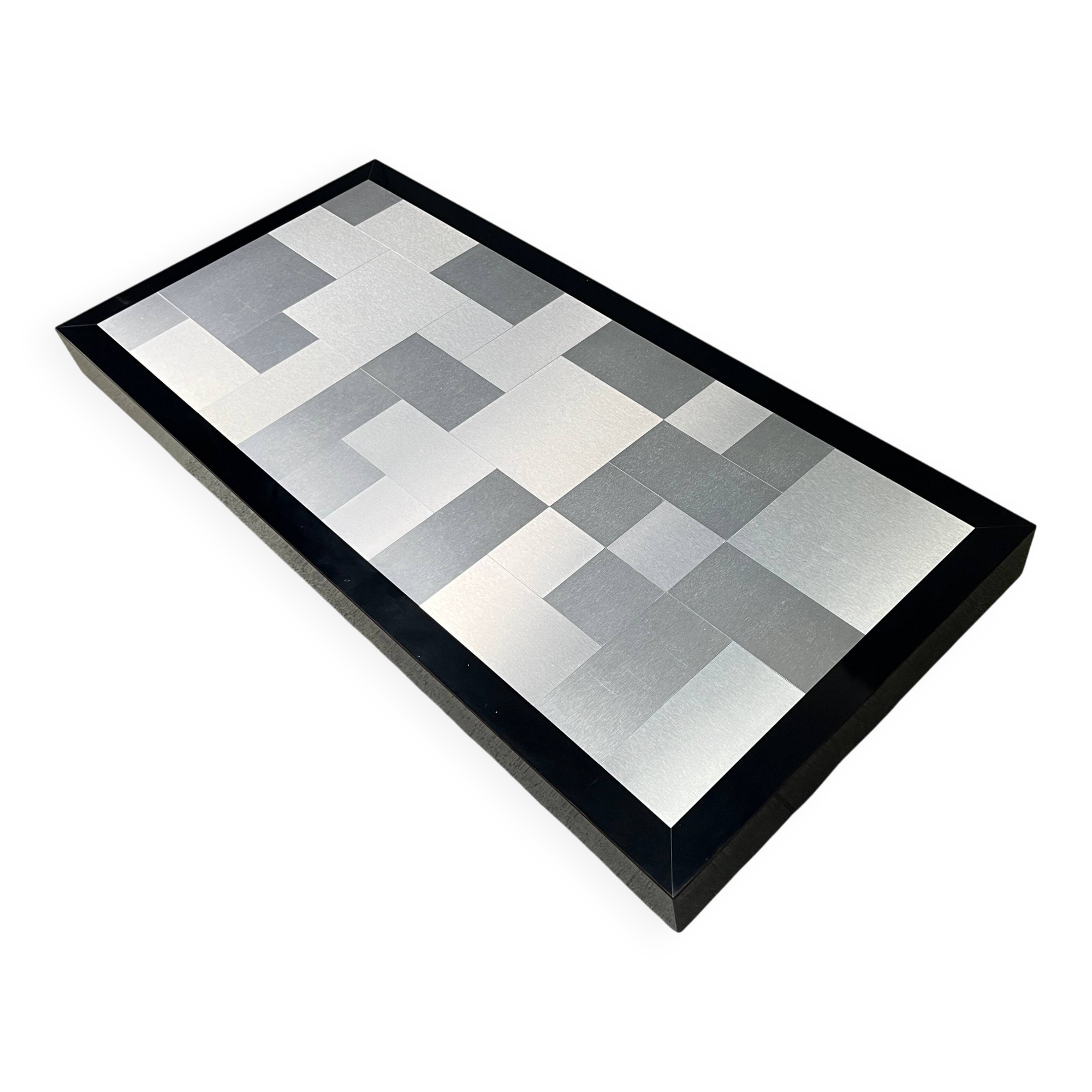 Vintage lacquer and aluminum coffee table, 1970s