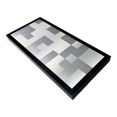 Table basse vintage en laque et aluminium, années 1970