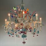Venetian chandelier Rezzonico in Murano glass, 9 arms of light circa 1920