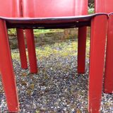 Set of 6 red Coral chairs design Tito Agnoli, édité par Matteo Grassi