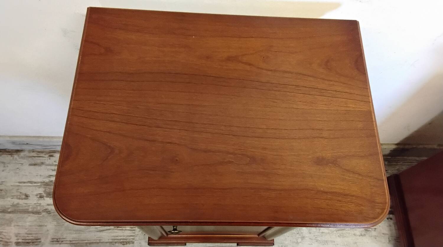 Pair of Louis Philippe style bedside tables in cherry wood.