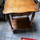 Side table, carved wood, 1900, with drawer.