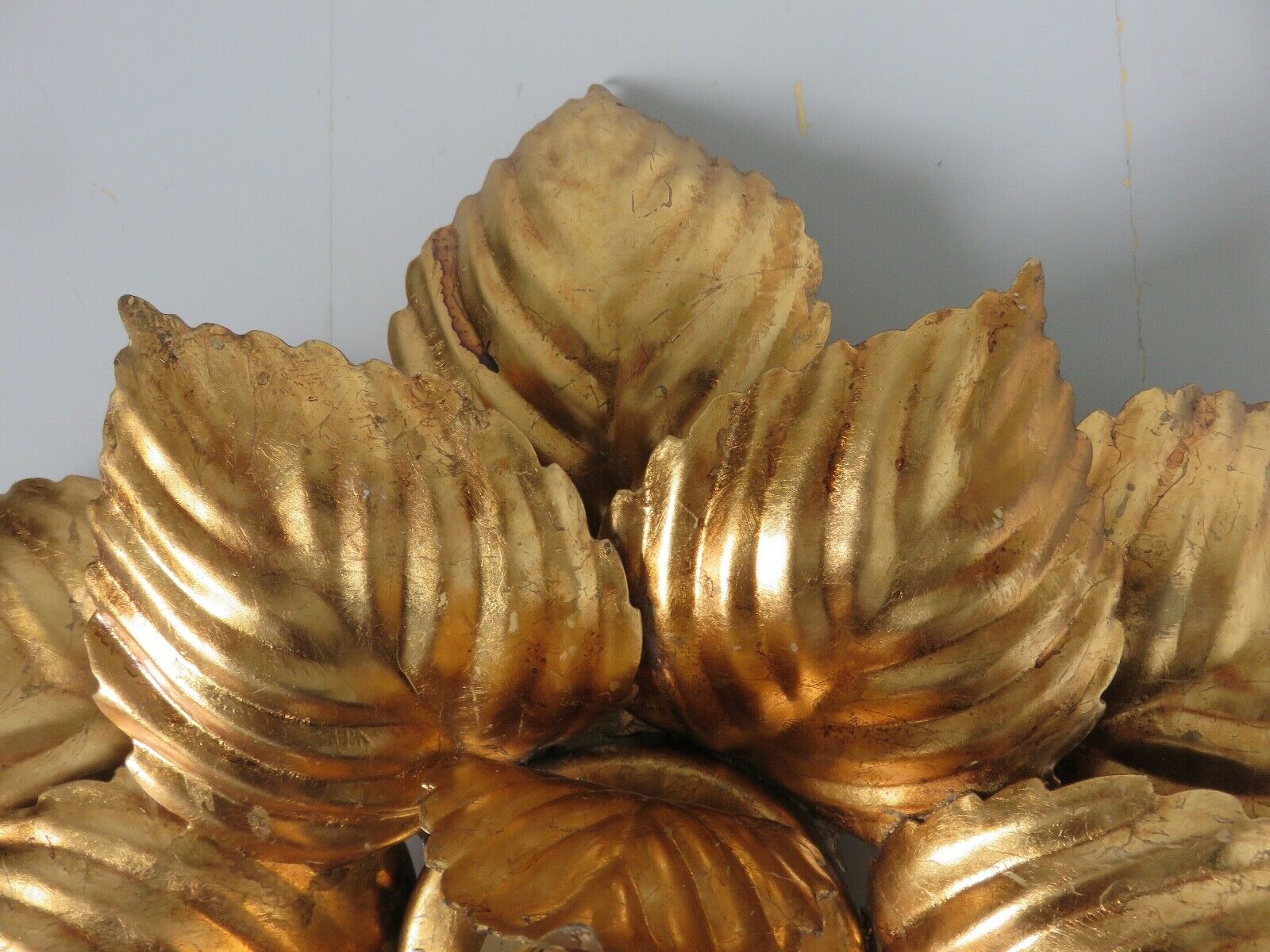Pair of "flower" sconces in 70s golden metal