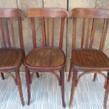 4 Mahieu bistro chairs in turned wood of the 30s